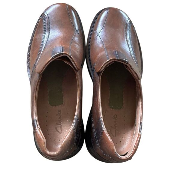 Clarks Escalade Brown Lea 70846 Size 8 1/2 M Slip-On Casual Loafers